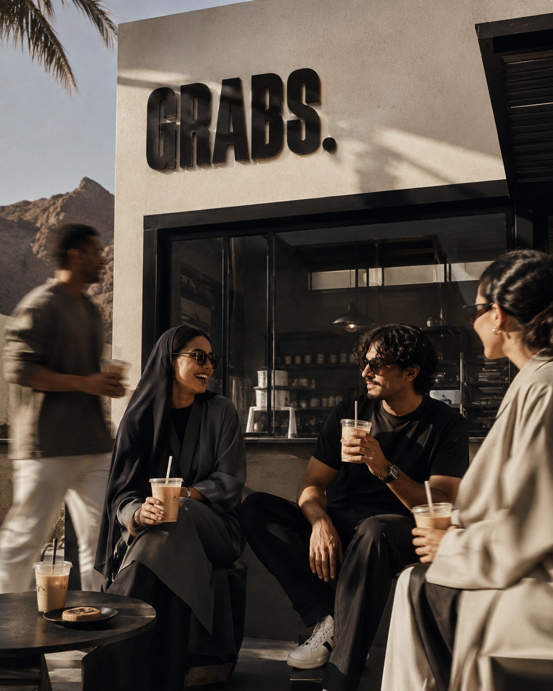 Lifestyle moment at GRABS. in Fujairah
